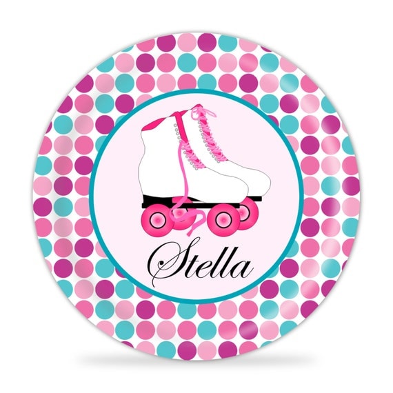 Items similar to Roller Skate Plate Skate Dinner Plate, Pink Purple