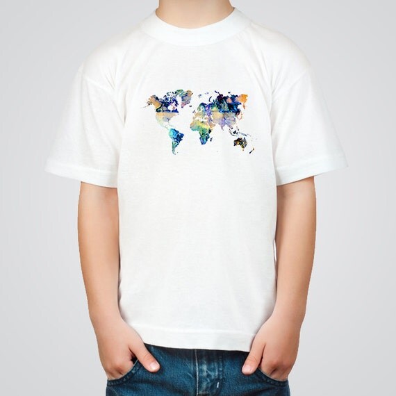 World Map Kids Tshirt T-shirt for Kids Colorful by PrintsyShop