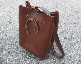 Horween Leather Bucket Bag / Leather Handbag / Shoulder Bag / Crossbody / Drawstring Purse