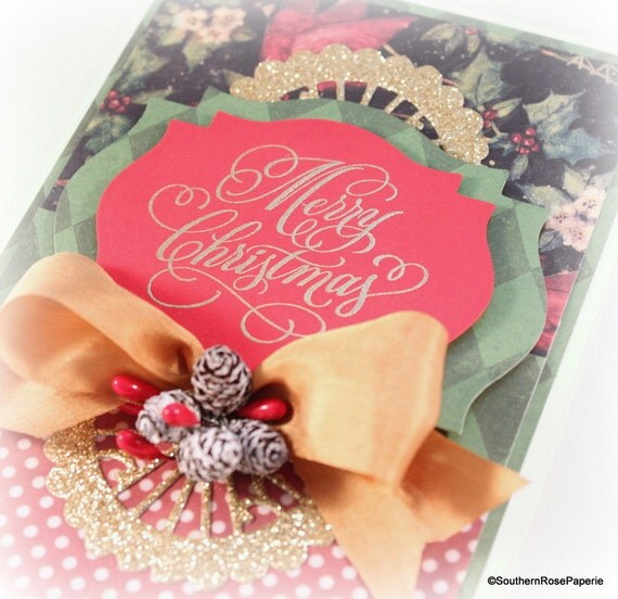 Merry Christmas Card Elegant Luxury by SouthernRosePaperie on Etsy