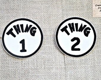 Dr Seuss Thing 1 2 3 Cat in the Hat embroidered iron on no sew patches girls twins baby shower Birthday pictures