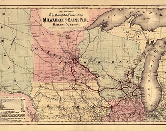 Map of the Telegraph lines in operation of the globe in 1872.