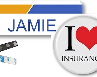 1 JAMIE Bundle Bee From Progressive Insurance Halloween Costume Name Badge Tag Magnet Fastener & Button SHIPS FREE