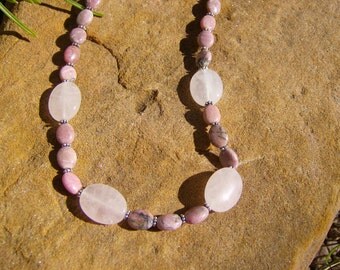 Rose Quartz and Rhodonite Necklace
