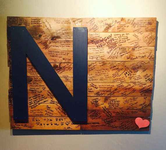 Wedding Initial Wooden Guest Book Reclaimed Wood Pallet