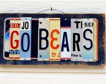 GO BEARS - UC Berkeley / Cal Berkeley /Chicago Bears license plate sign / tailgate / alumni / graduation gift