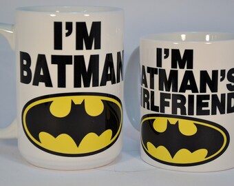 I'm batman and i'm batman's girlfriend,funny mugs,funny coffee mugs,personalised mugs,custom mugs,personalized mugs,personalized coffee mug