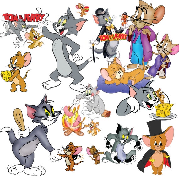 55 Tom And Jerry Cartoon Clip art by LittleElephantStudio on Etsy