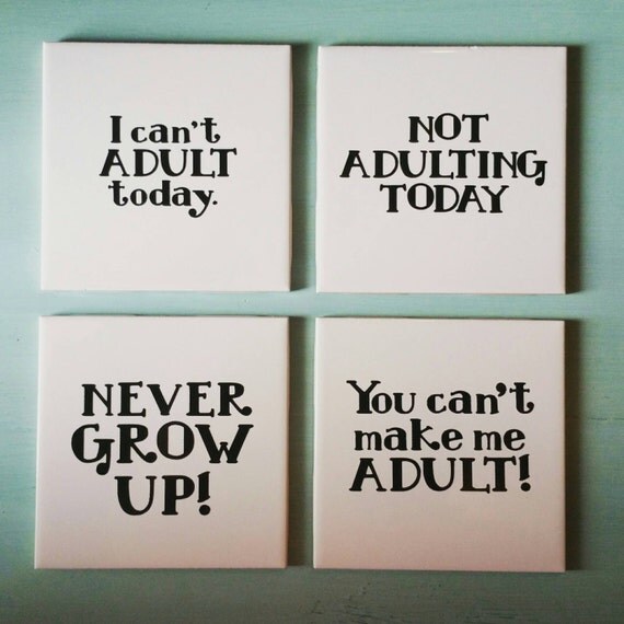 Download Items similar to I can't ADULT today Coaster Set, Ceramic ...