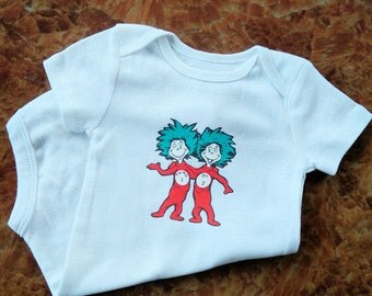 Thing 1 of 2 and Thing 2 of 2 PERSONALIZED TWIN Onesie or Toddler Tee Set, Dr Seuss Shirt, Twin Onesie Set, Twin Tee Shirt Set