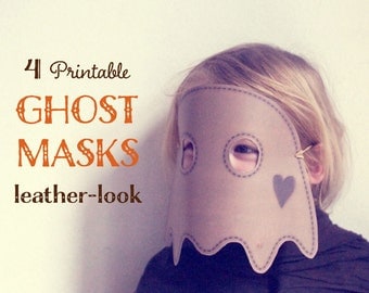 DIY ghost MASKS for halloween mask, 4 printable halloween masks, printable masks, paper masks for kids, kids mask, instant download.
