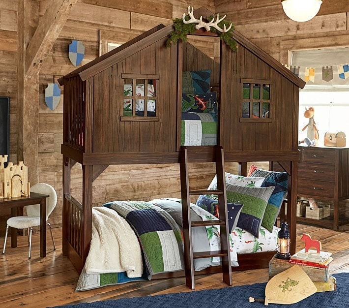 Rustic Handmade Tree House Bunk Bed Solid Wood by RusticDeals