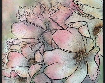 Ink and Watercolour Rose