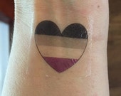 Asexual Ace Temporary Heart Tattoo