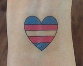10-PACK - Transgender Flag Heart Temporary Tattoo - Small