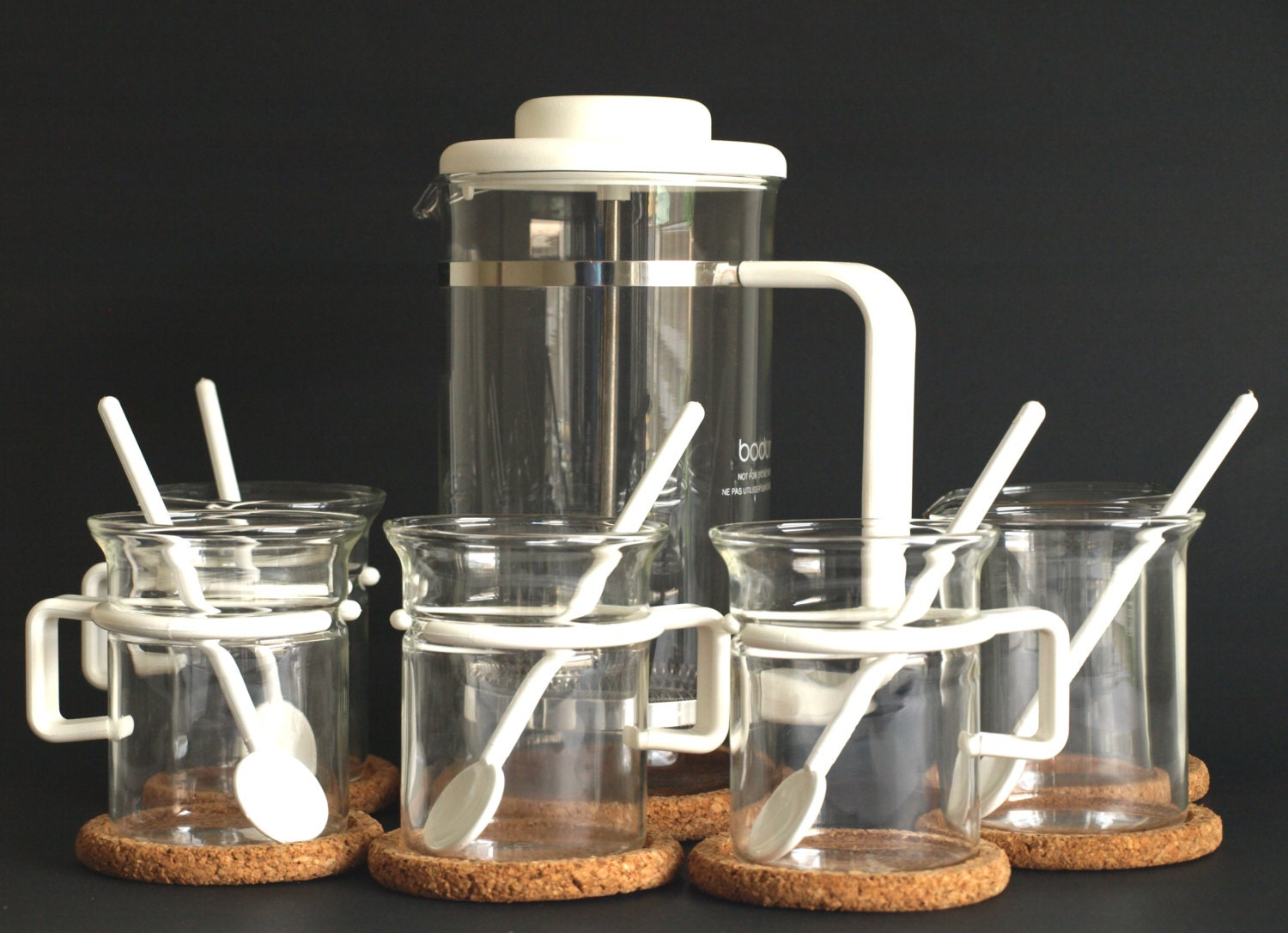Bodum Bistro French Press Coffee Set in White Vintage Glass