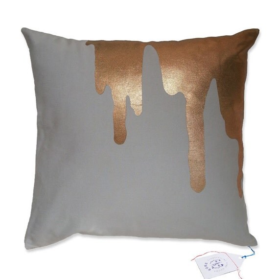 Items similar to copper splash on light grey throw pillow toss