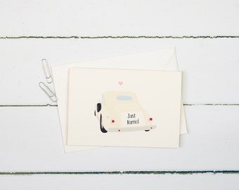 Just married wedding car- Wedding greetings card