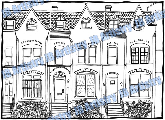 Row House Coloring Pages | coloring page row houses Row House Coloring Pages | coloring page row houses