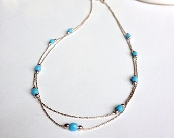 Collier Multi-rang Vintage - Onyx Ou Verre Noir - OCCASION
