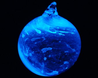 Galaxy Globes - Blue - Hand Blown Glass Window Ornament that Glow-in-the-dark