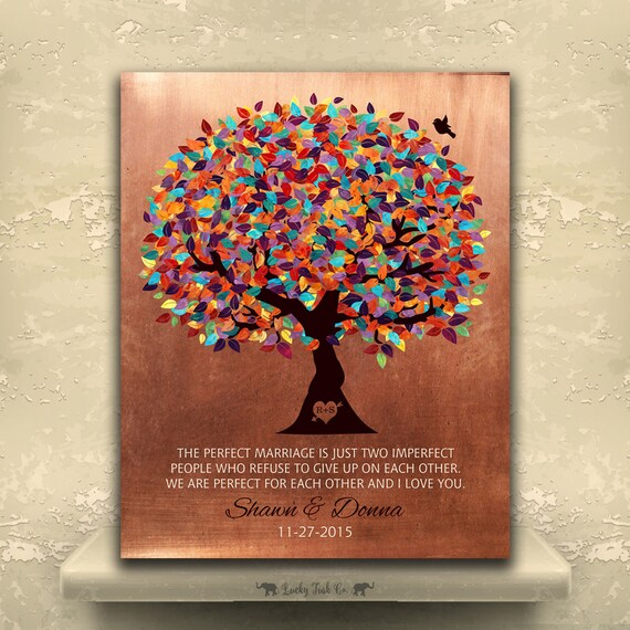 Print 7 Year Anniversary Faux Copper Gift Ideas Personalized Wedding ...