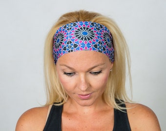 Yoga Headband Running Headband Blue Boho Headband Workout Headband Fitness Headband Fashion Headband Women Head Wrap Wide Headband