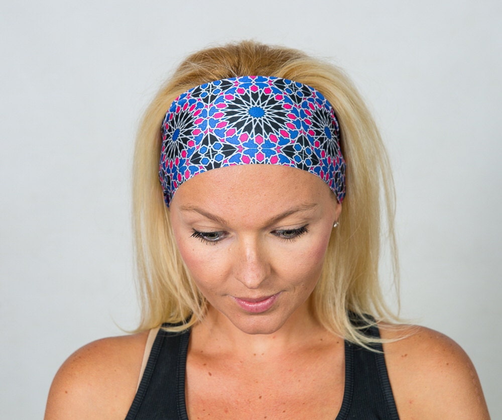 Yoga Headband Running Headband Blue Boho Headband Workout