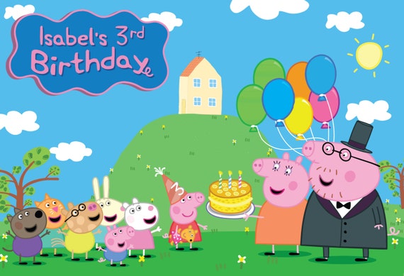 Peppa Pig Birthday Personalized Printable Backdrop