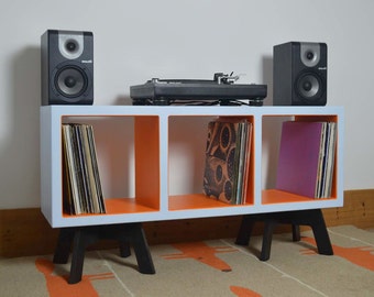 Vinyl Record Storage, Colourful Display Cabinet, Funky Retro Furniture, Open Shelving, Turntable Stand, Side Table, TV Stand