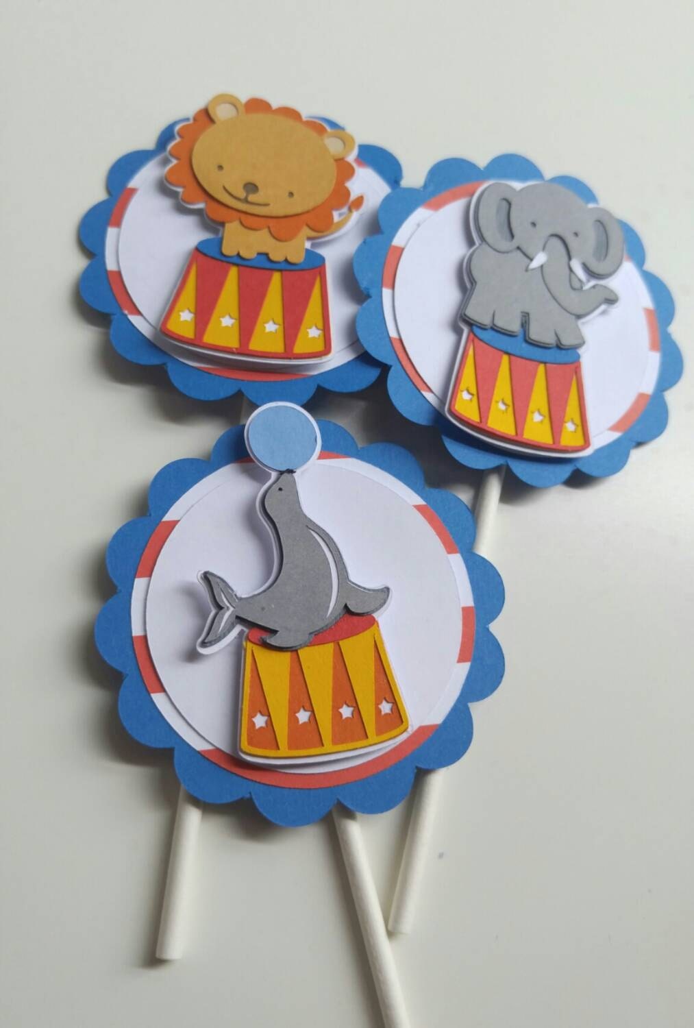 Circus Cupcake Toppers Circus Birthday Decorations Carnival
