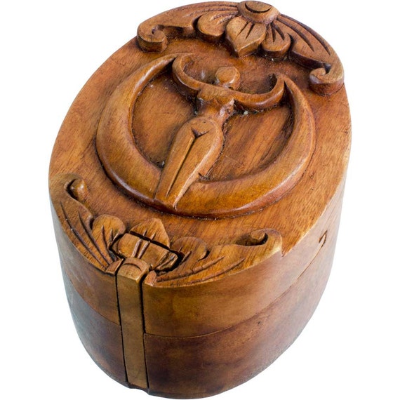 Carved Wood Puzzle Box Goddess by Zen7Collection on Etsy