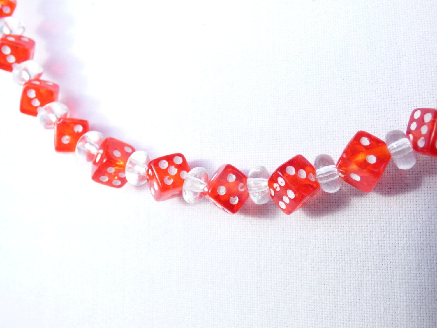 Red dice necklace vintage plastic bead necklace funky
