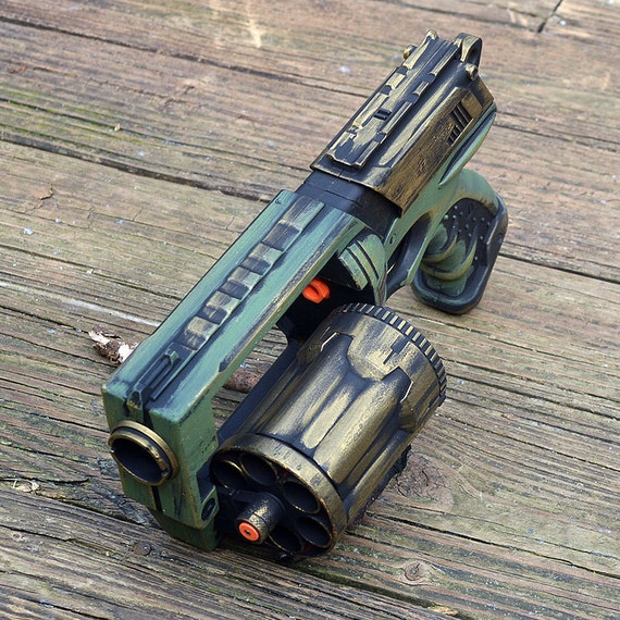 Steampunk Nerf Gun Green and Gold Pirate Time Traveler Space