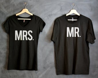 Mr and Mrs Shirts, Package, Mr shirt, Mrs shirt, Hubby and Wifey Package, wedding gift, bridal shower gift, honeymoon shirts, Just Married