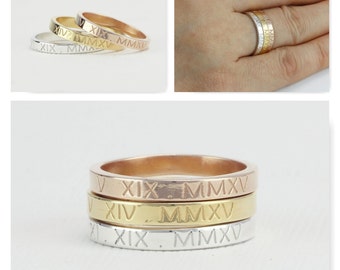 roman numeral ring,personalized ring,date ring,personalized date ring,custom roman numeral ring,dainty date ring,memory remember ring. FT 2