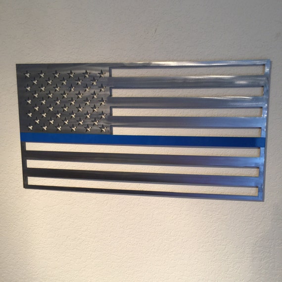 Thin Blue Line Metal Flag