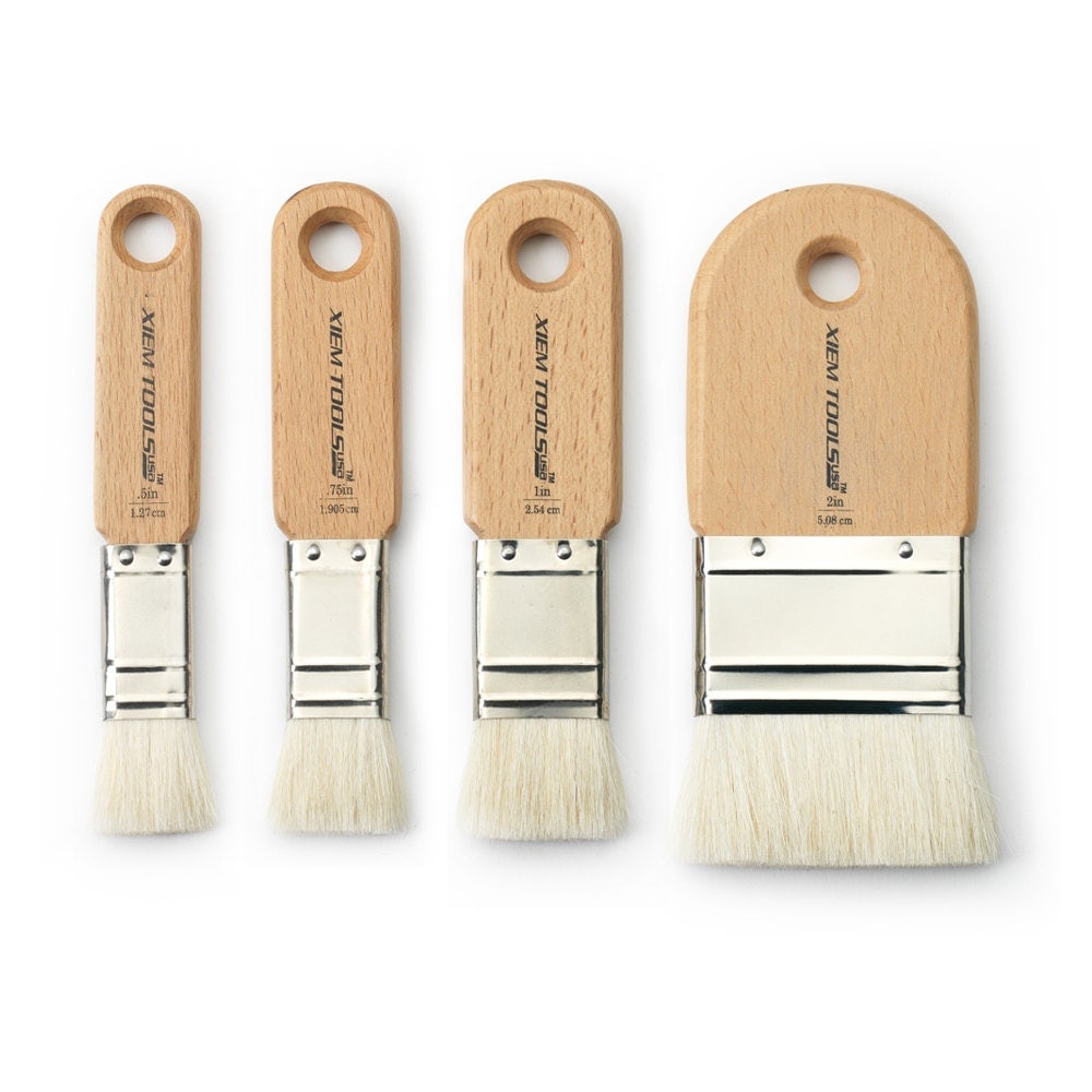 4 Short Cut Goat Tail Pottery Glaze Brush Set, Xiem Short Cut Glaze