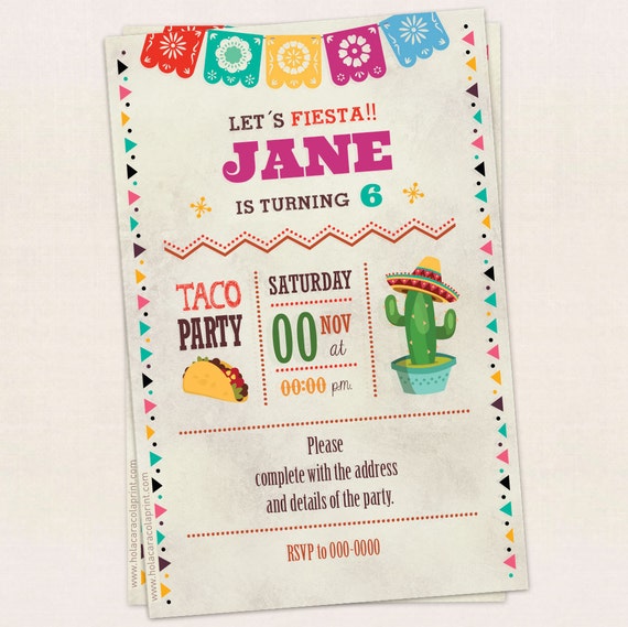 Taco Party invitation Birthday invitation Instant download