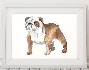 Bulldog Watercolor | Etsy