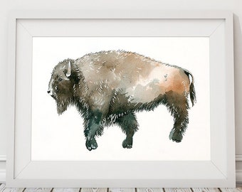 Items similar to Buffalo Art - Cute Buffalo with Scarf Holiday art ...