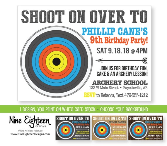 Archery Birthday Party Invitation. by NineEighteenBirthday on Etsy