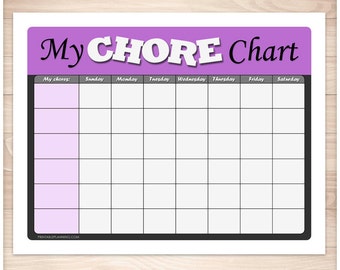 Printable Kids Chore Chart Purple - Children's Daily Routine - Purple Gray My Chore Chart Girl - Weekly Chore Chart PDF - Instant Download