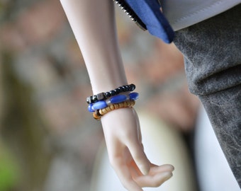 Set - wood/glass/gematite stone Bracelets ( BJD SD SOOM)