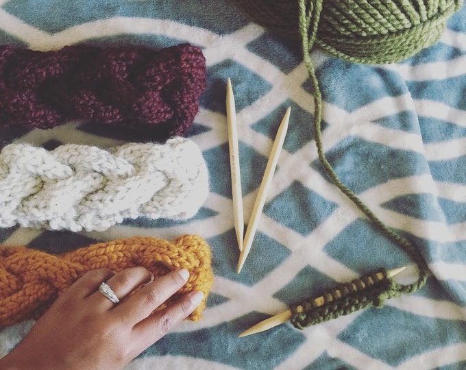 Boho Chic braided knit headband//ROSA//Wheat