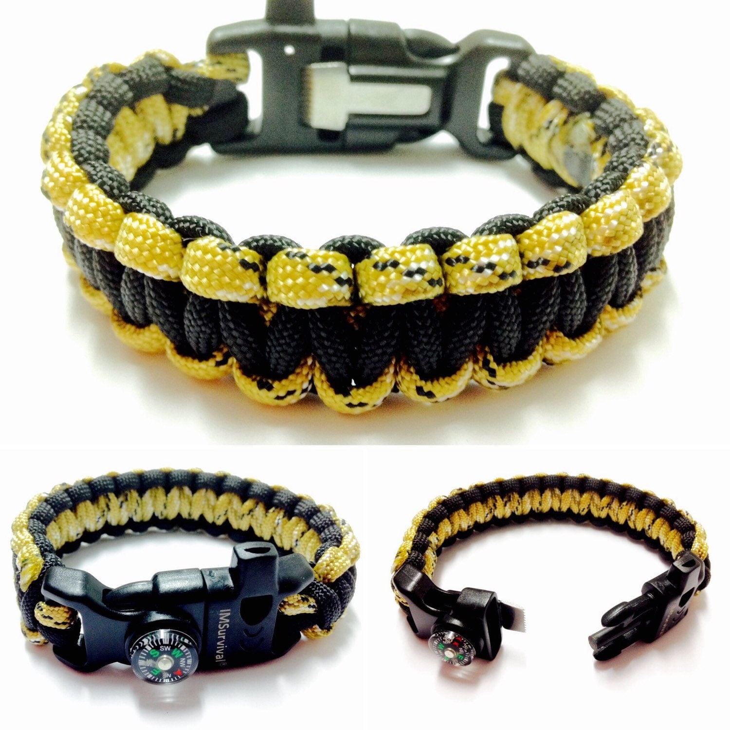 Camo and Black Paracord Bracelet Flint Paracord Bracelet