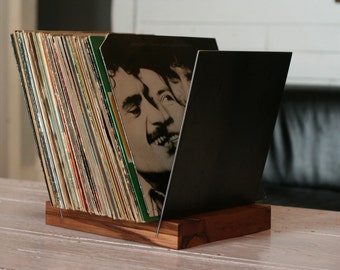 vinyl record storage hickory base holds 50 12 inch lps