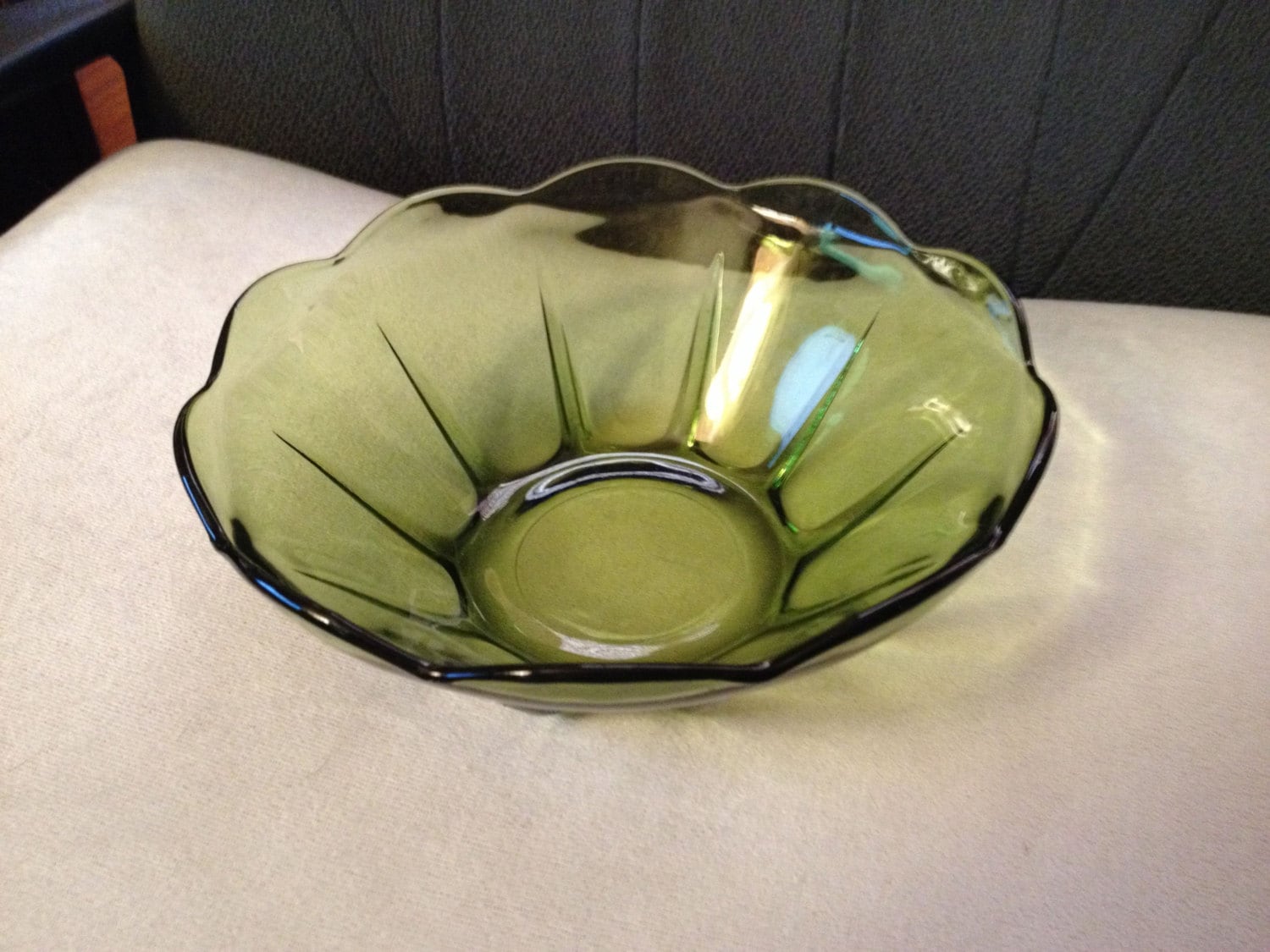 1960s Anchor Hocking Swedish Modern Avocado Green Serving Bowl – Haute ...