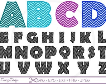 Chevron Letters SVG cutting files, Chevron Alphabet DXF, Letters cut files, DXF files silhouette, scrapbooking, svg files for cricut