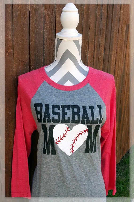 Baseball Mom Shirt with Baseball Heart by SmallTownCharmBtq